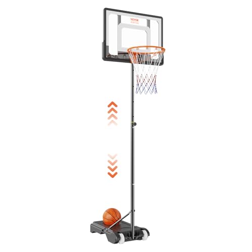 VEVOR Basketball Hoop/Rim, Adjustable Height Portable Backboard Court, Basketball Goal, Mobile Stand with Wheels Weighted Base, Youth&Adults, Outdoor/Indoor