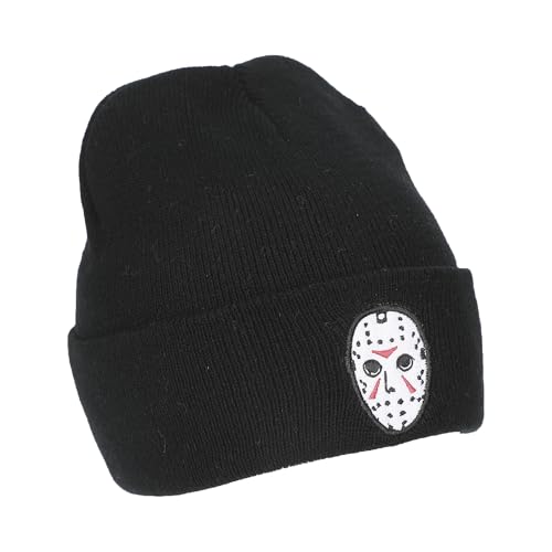 Friday The 13Th Jason Mask Embroidery On Acrylic Knit Standard Cuff Beanie