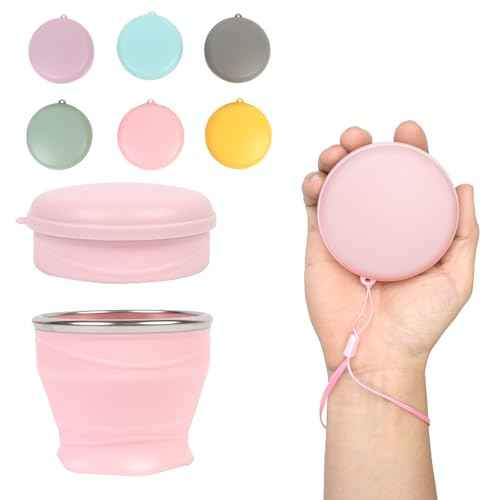 Collapsible Water Cup 6oz/180ml - Collapsible Cup - Silicone Collapsible TravelCup - Silicone Folding Camping Cup with Lids - Foldable Drinking Cup - for Travel, Camping, Hiking, Outdoor Sports