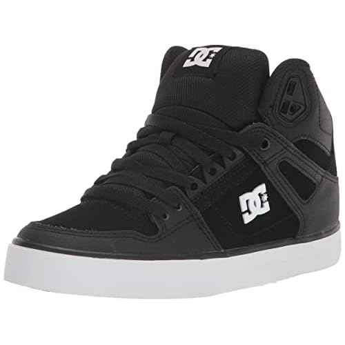 DC Men's Pure High Top WC Skate Shoes Black/Black/White 10.5
