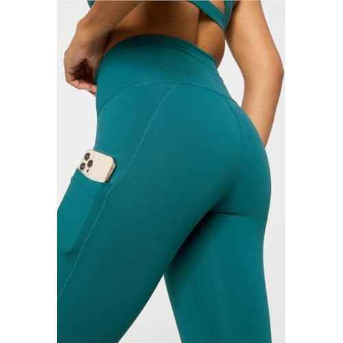 Fabletics Women's On-The-Go PowerHold High-Waisted Legging, Maximum Compression, Flattering, XXL/Regular | 27, Green Abyss