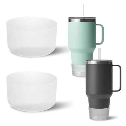 2 PCS Silicone Protective Boot for Yeti Rambler 20oz/25oz/30oz/35oz Tumbler, Anti-Slip Protective Silicone Water Bottle Bottom Boot Sleeve Cover for Yeti Tumbler [Transparent+Transparent]