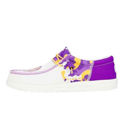 HEYDUDE Wally Tri LSU Purple/Yellow Size M14, Men¡¯s Shoes, Men's Slip-on Loafers, Comfortable & Light-Weight