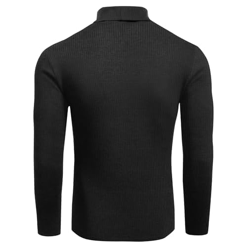 Ekouaer Mens Turtleneck Shirts Ribbed Lightweight Sweater Long Sleeve Casual Pullover Thermal Undershirts S-XXL