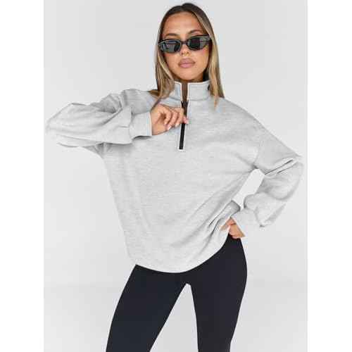 Trendy Queen Womens Oversized Sweatshirts Fall Sweaters Fashion Hoodies Half Zip Pullover Long Sleeve Shirts Clothes