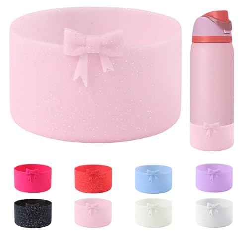 8.5CM Bow Silicone Anti-Slip Boot for Owala 32oz Water Bottle,FreeSip/Twist/Flip Stainless Steel Water Bottle, Protective Sleeve Bottom Cover Accessory