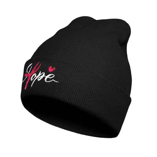 Faith, Jesus Fish Embroidery Beanie Hat for Men Women Winter Knit Cuffed Warm Stretch Skull Knit Hats Cap Black