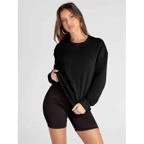 Glamaker Women's Crewneck Oversized Sweatshirt Fleece Long Sleeve Casual Comfy Hoodie Pullover Top Fall Fashion 2024