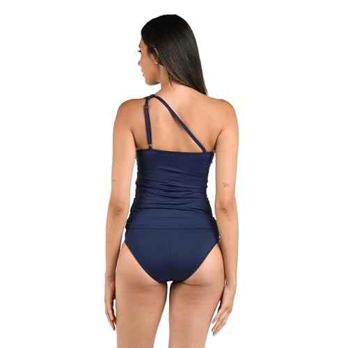 La Blanca womens Island Goddess One Shoulder Keyhole Tankini Swimsuit Top