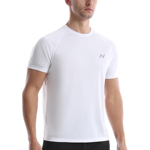 isnowood UPF 50+ Swim Shirts for Men, Sun Protection Short Sleeve Rash Guard Mens Quick Dry Surf Athletic Beach Shirt