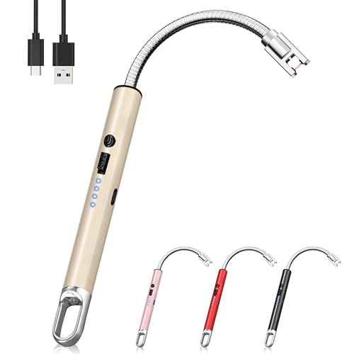 Electric Lighter, Candle Lighter Flameless Windproof with 360¡Æ Flexible Neck & LED Power Display, Type C Arc Rechargeable Lighters for BBQ, Camping, Cooking, Gift for Christmas, Thanksgiving, Birthday