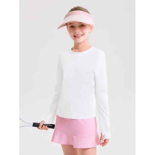 Haloumoning Girls Long Sleeve Athletic Shirts Lightweight Yoga Tops Crewneck Gym Tees with Thumb Holes