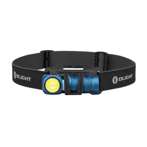 OLIGHT Perun 2 Mini Headlamp 1100 Lumens LED Head Flashlight, Rechargeable Headlight with Red Light Option, Great for Working, Camping(Midnight Blue Cool White)