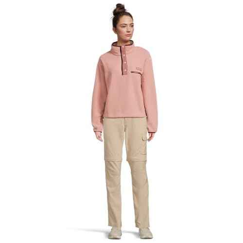 Columbia, Womens, Helvetia¢â II Cropped Half Snap Fleece, Eraser Pink/Fig/Rich Wine, Large