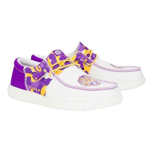 HEYDUDE Wally Tri LSU Purple/Yellow Size M14, Men¡¯s Shoes, Men's Slip-on Loafers, Comfortable & Light-Weight