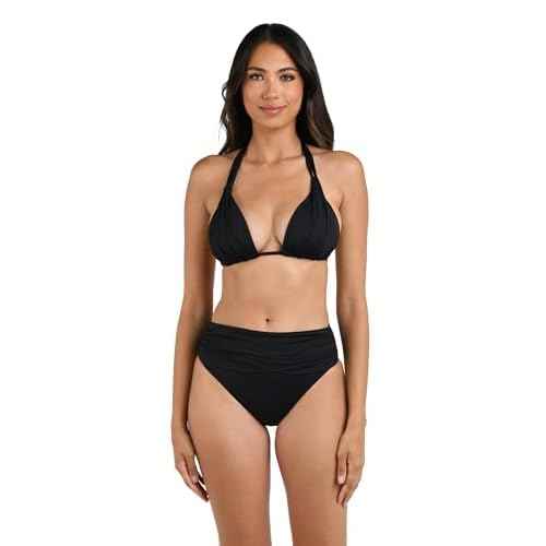 Island Goddess Rouched Halter Bikini Swimsuit Top