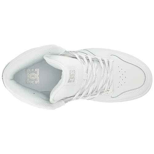 DC Women's Manteca 4 High Top Skate Shoe White/Silver 8.5