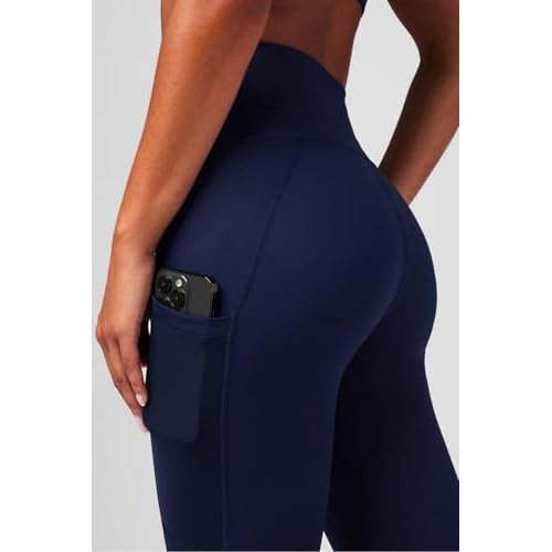 Fabletics Women's On-The-Go PowerHold High-Waisted Legging, Maximum Compression, Flattering, S/Regular | 27, Deep Navy
