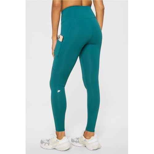 Fabletics Women's On-The-Go PowerHold High-Waisted Legging, Maximum Compression, Flattering, XXL/Regular | 27, Green Abyss