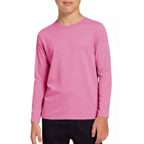 Haloumoning Boys Long Sleeve Athletic T-Shirts Kids Dry Fit UPF 50+ Neon Swim Shirts 5-14 Years
