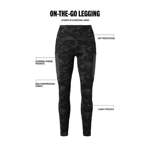 Fabletics Women's On-The-Go PowerHold High-Waisted Legging, Workout, Yoga, Maximum Compression, Flattering, XS/Tall | 29, Charcoal Camo
