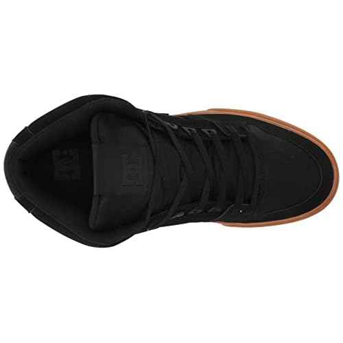 DC Men's Pure High Top Wc Skate Shoes Casual Sneakers, Black/Gum, 17