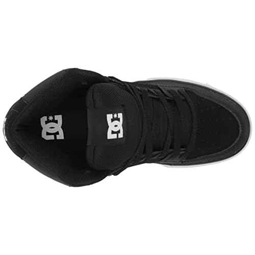 DC Men's Pure High Top Wc Skate Shoes Casual Sneakers, Black/Black/White, 7