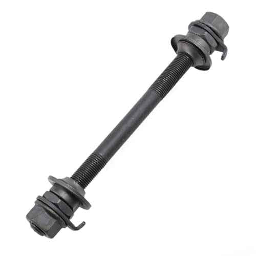 Bike Axle 140mm Bicycle Multiple Speed Front Hub Axle 3/8 Inch Black 26TPI Hub Conical Lock Nut Washer Kit -1pcs