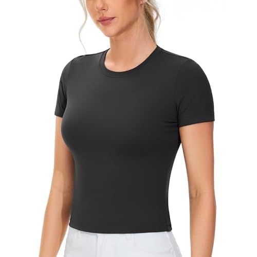 THE GYM PEOPLE Women's Workout Tops Short Sleeve Slim Fit Breathable Athletic Yoga Running Casual Basic Tee Shirts