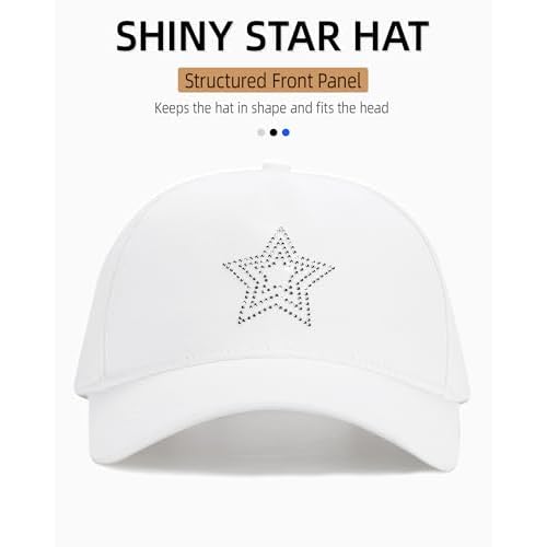 Shiny Rhinestone Baseball Caps for Women Structured Adjustable Trendy Sun Hat Star Golf Dad Hat