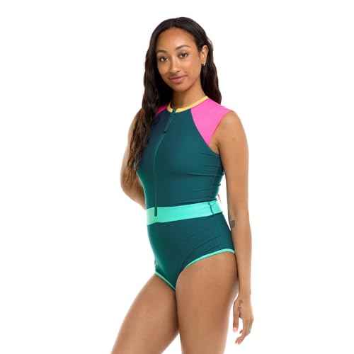 Body Glove Women's Stand Up Zip Front Paddle One Piece Swimsuit with UPF 50+