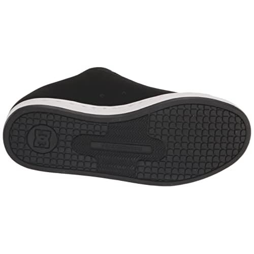 DC Women's Court Graffik Casual Low Top Skate Shoe, Black/White Stencil, 8.5