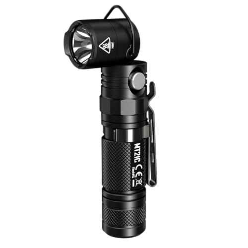 Nitecore MT21C LED Flashlight, 1000 Lumen Right Angle 90 Degree Tiltable Head L-Shape USB Rechargeable with Hard Duty Holster