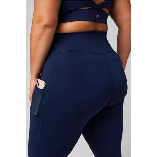 Fabletics Women's On-The-Go PowerHold High-Waisted Legging, Maximum Compression, Flattering, 2X / Regular | 27, Deep Navy