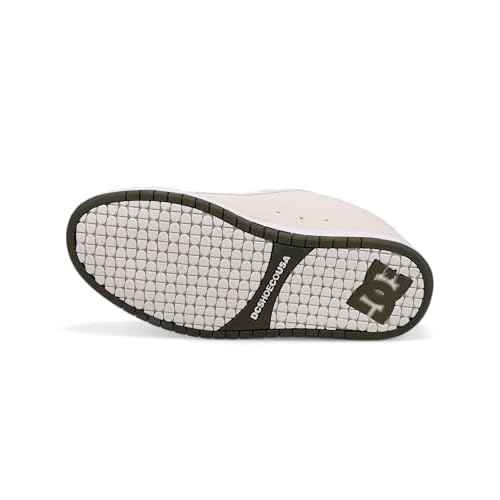 DC Men's Court Graffik Skate Shoe, White/Olive, 10