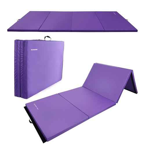 Fitvids Folding Exercise Gymnastics Mat 4'x?8'x2" Gym Workout Mat with Carrying Handles High-Density Anti-Tear Portable Fitness Aerobics Mats for Home Gym Yoga Pilates Tumbling MMA Core Training, Multiple Colors