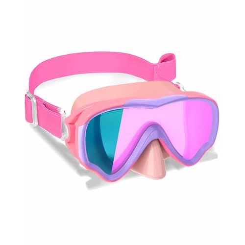 Kids Swim Goggles with Fabric Strap for Kids 3-15, Leak Proof Swimming Goggles Nose Cover 180¡Æ Clear View