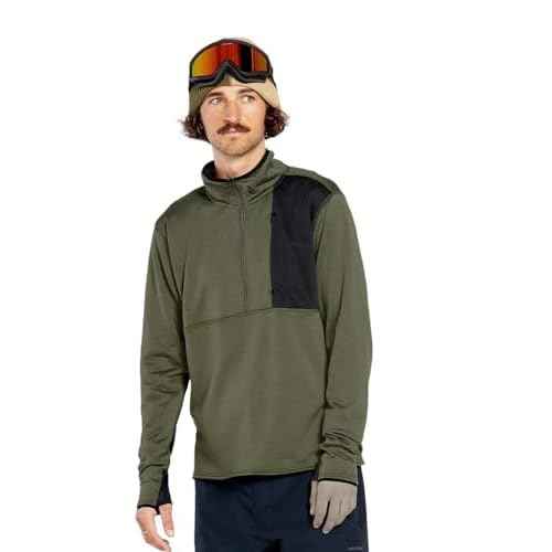 Volcom mens Gridlock 1/4 Zip Mock Neck Snowboard Base Layer Fleece Sweatshirt