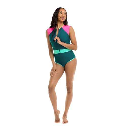 Body Glove Women's Stand Up Zip Front Paddle One Piece Swimsuit with UPF 50+