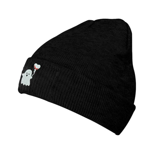 Fish Embroidery Beanie Hat Winter Warm Knit Cuffed Skull Cap for Women Men