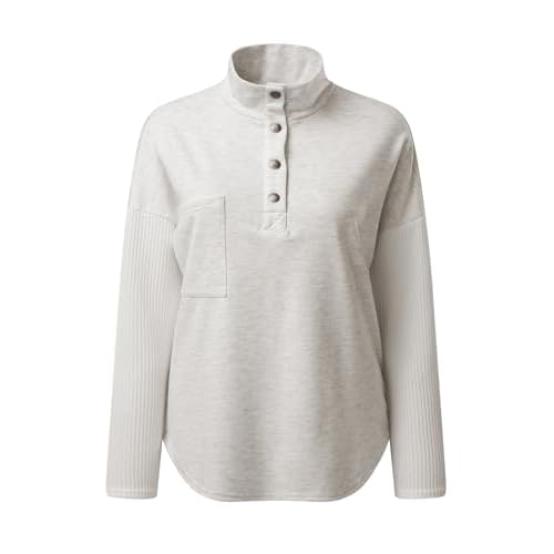 SHEWIN Fall Womens Oversized Sweatshirt Button Up Comfy Pullover Sweatshirt