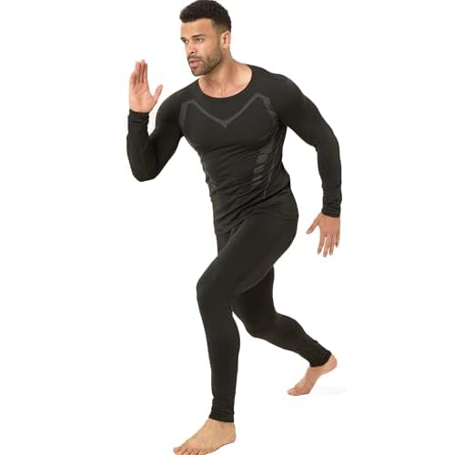 Upgraded Thermal Underwear for Men Long Johns Set for Cold Weather Base Layer Top & Bottom with Fleece Lined