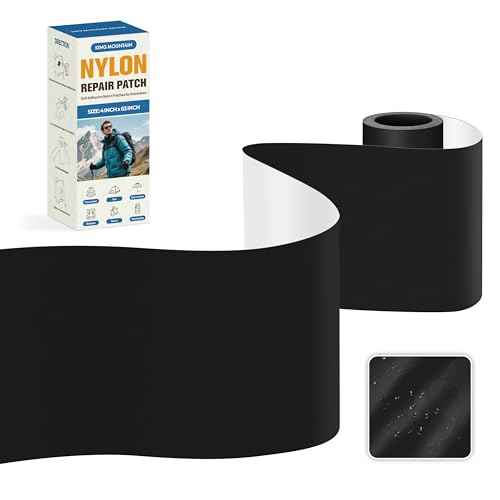 KING MOUNTAIN Self Adhesive Nylon Fabric Repair Tape, 4¡¿63 Inches, Quick Down Jacket Repair Patch, Waterproof Outdoor Gear Patch Kit for Tent,Backpacks,Umbrella, Gloves, Sleeping Bag (Black£©
