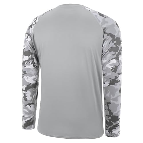 FISHEAL Long Sleeve Fishing Shirts for Men, UPF 50+ Camo Sun Protection Rash Guard, UV Shirt for Swimming Hunting Outdoor