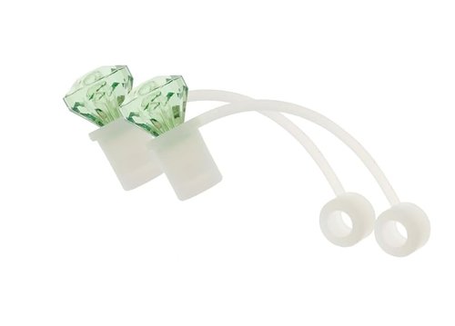 2Pcs Diamond Straw Toppers for Stanley Cup, Silicone Straw Covers Cap for Stanley Cup Accessories, 10mm Tip Cover, Dustproof Drinking Protector for Water Bottles (Green)