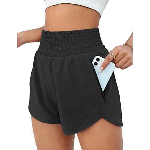 BMJL Women's Athletic Shorts High Waisted Running Short Pocket 2.5" Sporty Shorts Gym Elastic Workout Shorts