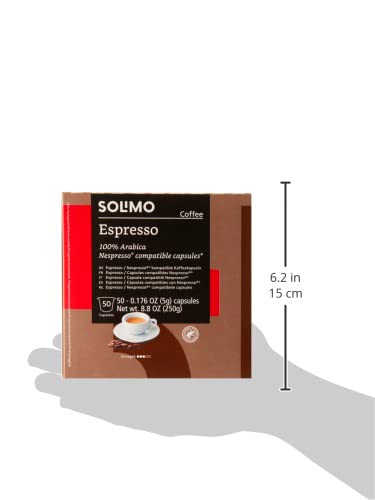 Solimo Espresso Capsules - Medium Roast, Compatible with Original Brewers | 50 Count Pack