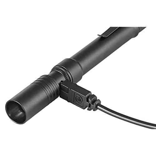 Streamlight 66134 Stylus Pro USB 350-Lumen Rechargeable White LED Pen Light for Inspectors, Law Enforcement, and Everyday Use with USB Cable, and Nylon Holster, Black