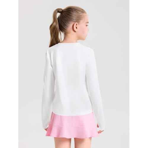 Haloumoning Girls Long Sleeve Athletic Shirts Lightweight Yoga Tops Crewneck Gym Tees with Thumb Holes