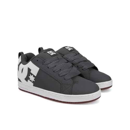 DC Men's Court Graffik Skate Shoe, Grey/White